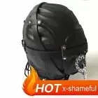 Binding Headgear PU Leather Gimp Head Harness Hooded Mask Funnel Mouth Gags