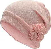 [Generic] Women Turban Beanie Hat with Flower Elastic Head Wrap Cap