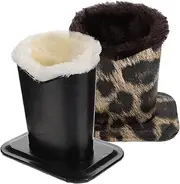 [ROMISBABA] 2Pcs Plush Eyeglass Holders Scratch PU Leather Glasses Stand Case Multifunctional Organizer for Sunglasses and Eyewear Stylish Desktop Display Leopard