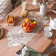 ARTABLE Lace Table Runner Macrame Vintage Flower Dresser Scarf with Exquisite Embroidery Table Runners for Kitchen Home Wedding Party Dining Decoration (12 x 36 Inch, Beige)
