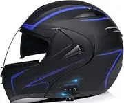 Bluetooth Full Face Modular Motorcycle Helmet Flip-Up Motorcycle Helmet with Double Layer Visor Crash Helmet for Adult Men Women Motocross Chopper DOT/ECE Approved
