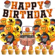 Basketball Theme Party Decorating Set Birthday Banner Balloons Cake Toppers - Kids Birthday Party Decorations