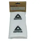 Reebok White Sports Wristband White with Black Logo OSFM