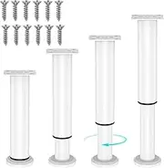 4Pcs Furniture Legs Adjustable Height Furniture Feet 600KG Heavy Duty Sofa Legs Modern Non-Slip Sofa Feet Floor Protector with Screws for Table Cabinet Cupboard Couch Chair (White)