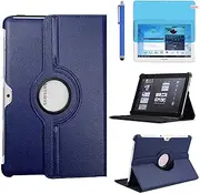 Case for Samsung Galaxy Tab 2 10.1 inch (GT-P5100 GT-P5110 GT-P5113), 360 Degree Rotating Folio Stand Case Smart Protective Cover, Bonus Stylus Pen,Screen Film (Blue)