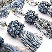 Tassel Fringe Trim, 1 Mete Fringe Trim for Sewing Curtain Beads Ball Sewing Ribbon Trimming DIY Accessories(Blue Gray)