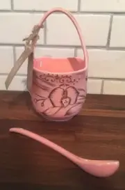 Glitterville Porcelain Mini Favor Basket Spoon Pink Wedding Anthropologie