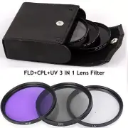 3Pack 49mm-77mm Digital Camera Lens Filter UV+CPL+FLD Kit for Cannon Nikon Sony