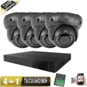 4Channel 5-in-1 DVR 5MP 4-in-1 CVI AHD 960H OSD Camera System 24IR IP66 USB 3'k