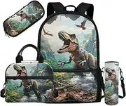 [FOR U DESIGNS] Dinosaur Backpack Toddler with Lunchbox Cool Kids Bookbags for Boys Ages 5 to 8 Lightweight School Bag Set Insulated Lunch Bag with Water Bottle Holder