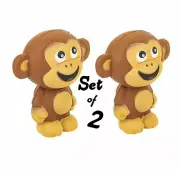 (Set Of 2) Brown 4” Squish Monkey Spongy Texture Squishy Toy Party Decoration