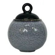 Jars France TOURRON GRIS ECORCE Blue Gray Inside Charcoal Outside 4" Sugar Bowl