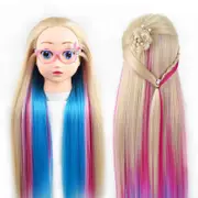 Cosmetology Mannequin Head with Synthetic Hair and Adjustable Stand for Styling MR1