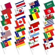 Gogogmee 32pcs Hand Signal Flag Handheld Country Flag Handheld National Flag Waving Flag Handheld Flags Small National Flags Hand Flags Small Flags Cheering Flags England Flag