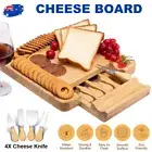 Bamboo Cheese Board and Knife Set Large Charcuterie Plate Kit Gift Party Kitchen