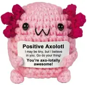 Positive Crochet Animals Axolotl Gifts, Mini Pink Axolotl Decor, Inspirationa...