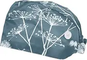 [FVQL] Scrub Caps Women, 2 Pieces Bouffant Caps with Sweatband, Flower Tree Dragonfly