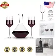 Raye Bordeaux Crystal Wine Glass & Decanter Set - Elegant 3-Piece 16oz & 30oz