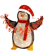 National Tree Company 29in Silver Fabric Tinsel 2D Penguin Decor