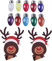 12pcs Christmas Fridge Magnets Fridge Light Bulb Christmas Light Bulb Lights Wire Car Powered Christmas Bulbs Magnets for Fridge Nail Stickers Magnetic Sheet (Rubber Soft Magnetic)