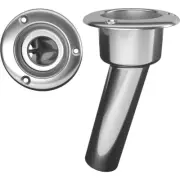 Mate Series 15° Fishing Pole Boat Rod Cup Holder Stainless Steel Open Round Top