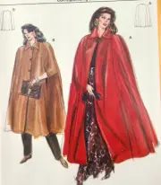 EASY UC Burda 5197 Sew Pattern Misses Evening Cape Coat Cosplay Refaire Sz 10-24