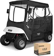10L0L 2 Passenger Golf Cart Driving Enclosure for EZGO TXT and RXV Model, 4-Sided Clear Window 600D Rain Cover All Weather Windproof Waterproof