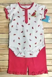 NWT Carters Girls 12 Months Spring Summer Watermelon Bodysuit Pant Set Outfit