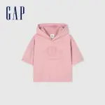 【GAP】女裝 LOGO短袖帽T 復古水洗系列-粉紅色(874526)