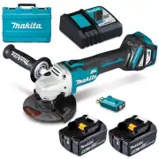 MAKITA 18V Brushless AWS 125mm Paddle Switch Angle Grinder Kit DGA518RTEU