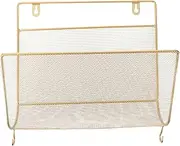 OHPHCALL Room Wall Mounted Rack Newspaper Rack Document Magazine Rack Wire Classroom Hanging Magazine Rack Decor Magazine Holder Hanging Book Rack Shelf Magazine File Golden Wrought Iron