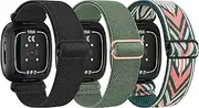 [3 PACK] Elastic Bands for Fitbit Versa 4 Band&Fitbit Versa 3 Band, Fitbit Sense 2 Band&Fitbit Sense Band Women/Men, Soft Stretchy Loop Adjustable Sport Replacement Wristbands for Fitbit Versa 4/3 / Fitbit Sense 2/Sense