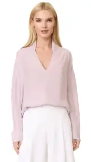 Narciso Rodriguez V-Neck Blouse Top, Pale Orchid, Italian Size 46