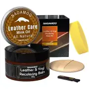 Dark Brown Leather Recoloring Balm with Mink Oil Leather Conditioner, Leather...