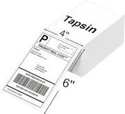Tapsin 4x6 Thermal Shipping Label - Fanfold Direct Thermal Labels with Perforations for Thermal Printer - Permanent Adhesive & Smoothly Printing - 500 Labels