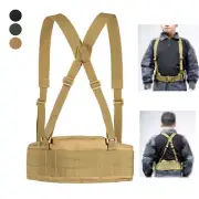 Men's Military Molle Belt Tactical Army Battle Belt with Shoulder Straps Outdoor