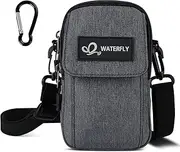WATERFLY Bum Bag Waist Bags Mobile Phone Bag: Compact Small Multifunctional Belt Bag with Carabiner for Women Men EDC Camping Hiking Climbing Travel Hunting Fishing, Dunkelgrau