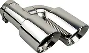 Car Silencers Car Universal Exhaust H Type Dual Tips Stainless Steel Tail Pipes For Muffler Modify Nozzle Decoration Exhaust Muffler(Left In60-Out101mm)