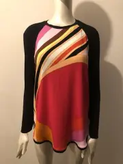 Emilio Pucci Black & Multicoloured Long Sleeve Top Blouse UK 6 IT 38