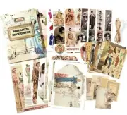 30/pk ROMANTIC Vintage Scrapbook Kit Papers Stickers Motif Cutouts Junk Journal