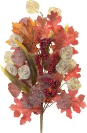 Melrose Set of 2 Mixed Foliage Artificial Fall Harvest Stems 28"