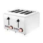 Pronti 4 Slice Toaster Rose Gold Trim Collection Electric Toast Toasters White