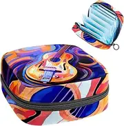 Period Bag,Sanitary Napkin Storage Bag,Abstract Art Music Notes Guitar,Tampon Bag for Purse