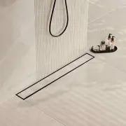 Matte Black 28in Linear Shower Drain, Stainless Steel, Tile Insert Cover‍