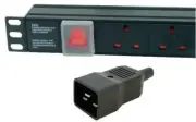 6 WAY 13A MAINS SOCKETS TO IEC C20 PLUG HORIZONTAL PDU PLUG - PDU-6WS-H-UK-IEC20