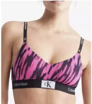 Calvin Klein 1996 Unlined Bralette Palace Pink Tiger Print Size Medium Wirefree