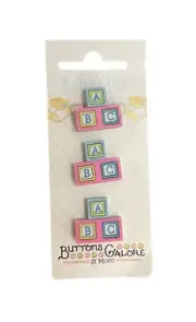 Baby Hugs Buttons ABC Blocks Buttons Galore BH124 Hand-Dyed 3D Buttons Accessory
