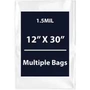 1.5Mil 12" X 30" | LDPE Clear Flat Poly Bags, Flexible & Durable | Multiple Bags