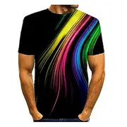 Men's Graphic Shirt T shirt Short Sleeve T shirt Round Neck Shirt Basic Daily Rainbow Clothing Apparel Normal S M L XL 2XL 3XL