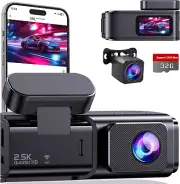 Dash Cam Front and Rear: 2.5K+1080P Dual Dash Camera for Cars, Car Camer with 1